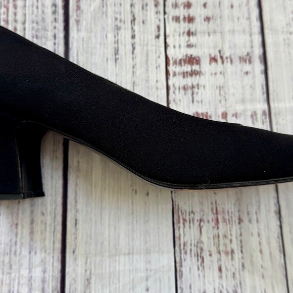 Stuart Weitzman Black Fabric Square-Toe Slip-On Block Heel Pumps Size 7 M - Picture 3 of 7